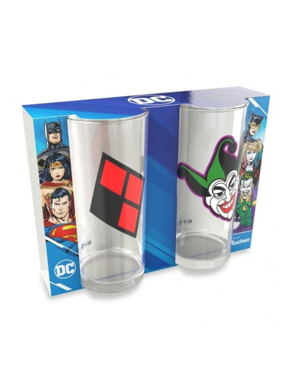NWT DC Harley Quinn & Joker Drinking Glasses Set of 2 Boxed